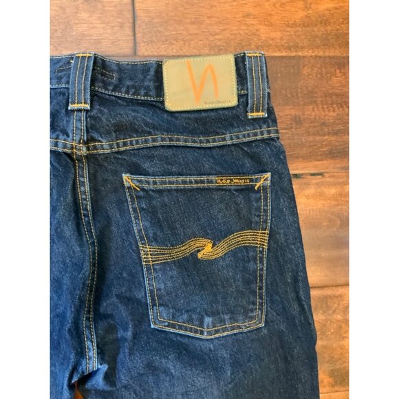 Nudie Jeans Men's Dark Wash Grim Tim Straight Blue Jeans Button Fly, Size 31 - Picture 6 of 6